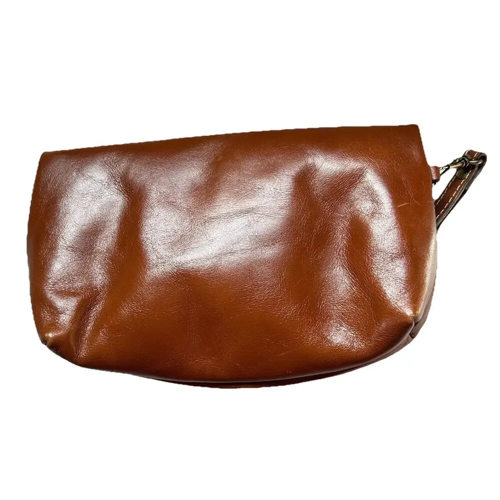 Patricia Nash Valerie Leather Fold-Over Wristlet Clutch in Tan Or Brown
